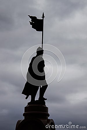 Volgograd, Russia - May 9, 2011: silhouette of monument to Alexander Nevsky on the Square of the Fallen Fighters in Editorial Stock Photo