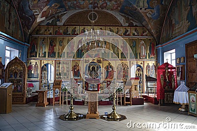 Altar of the ancient church of Michael the Archangel, Volkhov Editorial Stock Photo