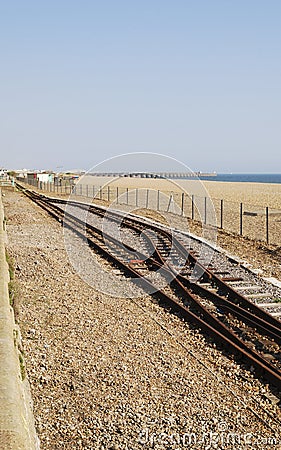Volks Railway track.Brighton seafront Stock Photo