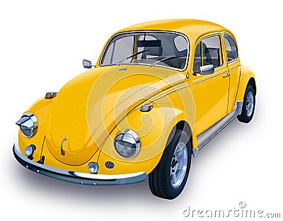 Volkswagen Beetle, The Volkswagen most famous models 3D illustration image Cartoon Illustration