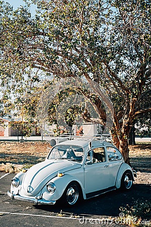 A 1969 Volkswagen Beetle, in Salton Sea Beach, California Editorial Stock Photo