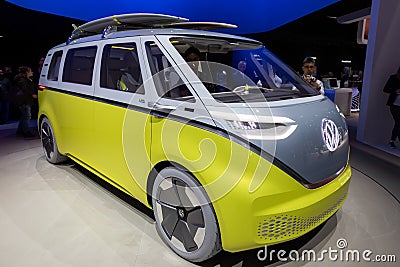 Volkswagen I.D. Buzz electric self-driving camper van s Editorial Stock Photo