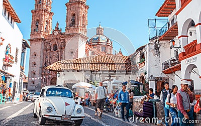 Volkswagen taxi on the street in Taxco, State of Guerrero, Mexico Editorial Stock Photo