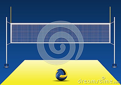 realistic volleyball net with ball white and volleyball net sport. beach volley sport Vector Illustration