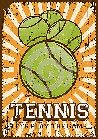 Tennis Sport Retro Pop Art Poster Signage Vector Illustration