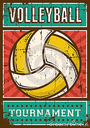Volley Ball Volleyball Sport Retro Pop Art Poster Signage Vector Illustration