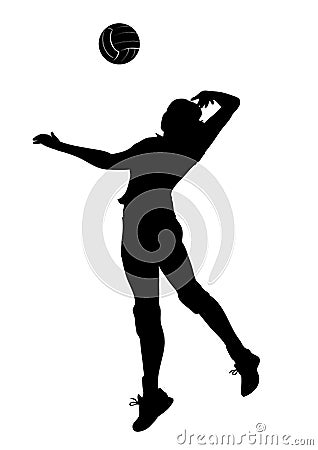 Volley player silhouette - woman Stock Photo