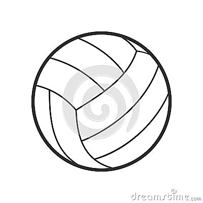 Volleyball Ball Outline Flat Icon on White Vector Illustration