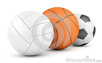 Volleyball, Basketball And Soccerball In Row Royalty Free Stock Image ...