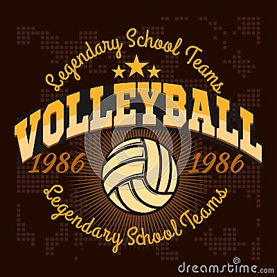 Volleyball championship logo with ball - vector Vector Illustration