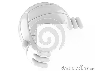 Volleyball character behind white board Stock Photo