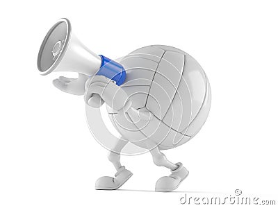 Volleyball character speaking through a megaphone Stock Photo