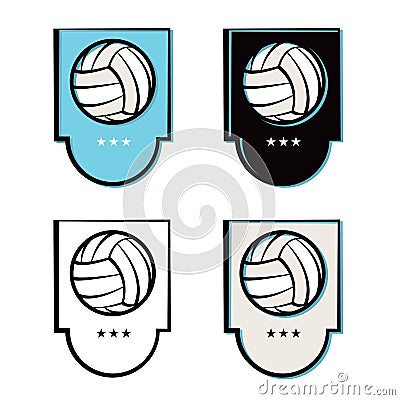 Volleyball Emblem Icons Set Vector Illustration