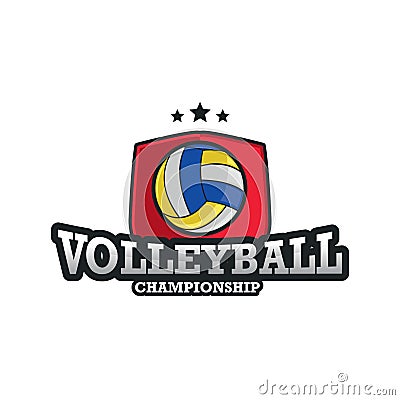 Volleyball Emblem Logo Design Template Vector Illustration