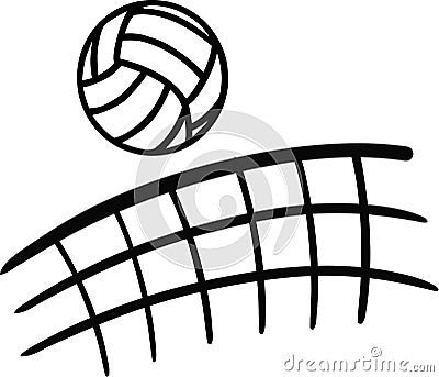 Volleyball flying over net Vector Illustration