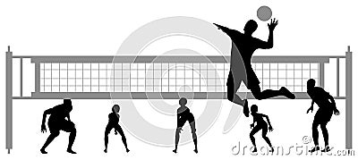 Volleyball game silhouette 2 Stock Photo