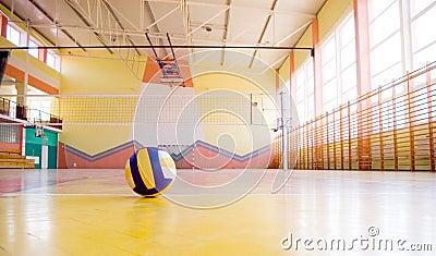 Volleyball in a gym. Stock Photo