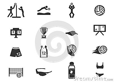 Volleyball icon set Vector Illustration