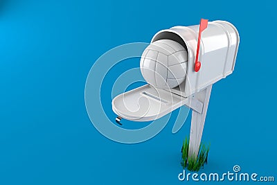 Volleyball inside mailbox Cartoon Illustration