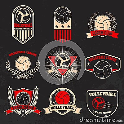 Volleyball labels. Design elements Vector Illustration