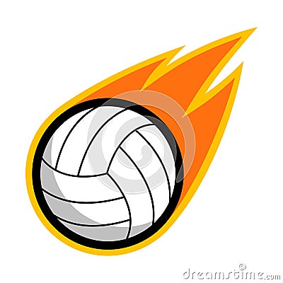 Volleyball leather sport comet fire tail flying logo Vector Illustration