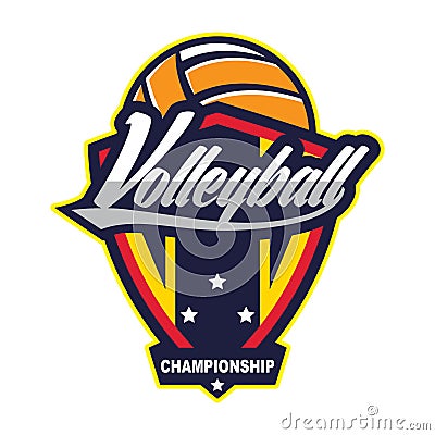 Volleyball Logo Badge, American Logo Sport Vector Illustration