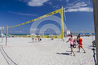 Volleyball net at the Cocoa Beach Editorial Stock Photo