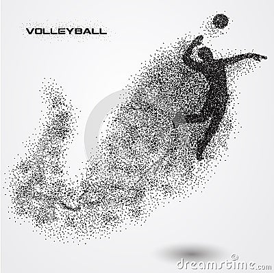 Volleyball player ball of a silhouette from particle. Vector Illustration