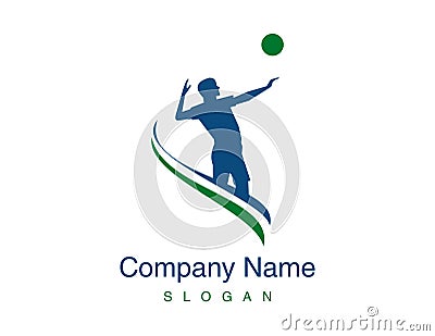 Volleyball player logo Vector Illustration