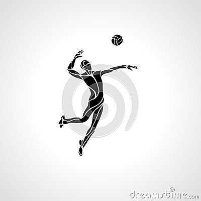 Volleyball Player Silhouette Stock Vector - Image: 73781758