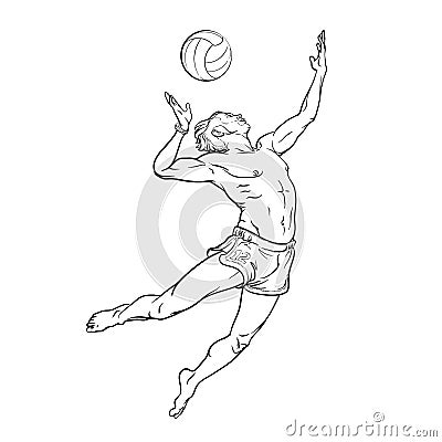 Volleyball Player Sketch On White Background Stock Vector - Image: 79510263