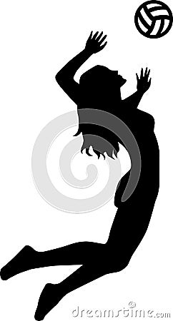 Volleyball Player Woman Silhouette Vector Illustration