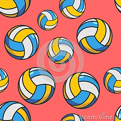 Volleyball seamless pattern. Sports accessory ornament. Vector Illustration