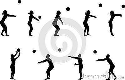 Volleyball silhouettes Vector Illustration