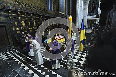 Funeral in Lviv for An American Navy SEAL, amid russian invasion to Ukraine. Editorial Stock Photo