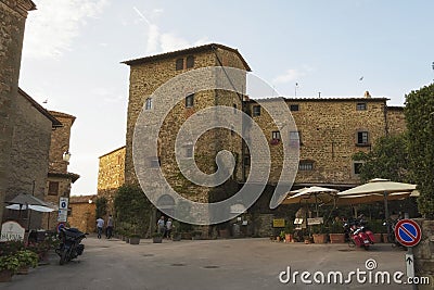Cityscape of the fortified medieval village of Volpaia in the municipality of Radda in Chianti in the province of Siena Italy Editorial Stock Photo