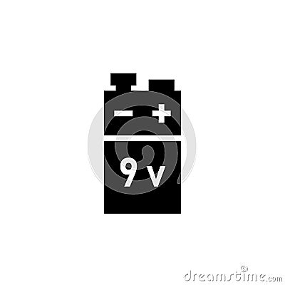 9 volt bettery silhouette icon Stock Photo