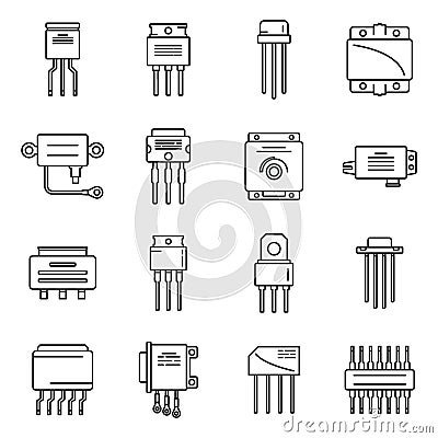 Voltage regulator icons set outline vector. Battery argon Vector Illustration