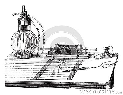 Voltaic pencil, vintage engraving Vector Illustration