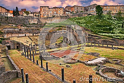 Volterra, Pisa, Tuscany, Italy: ancient Roman Theater 1st centu Stock Photo