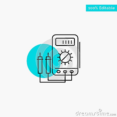 Voltmeter, Ampere, Watt, Digital, Tester turquoise highlight circle point Vector icon Vector Illustration