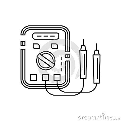 voltmeter, electronics, energy line icon on white background Cartoon Illustration