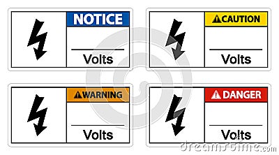 Volts Symbol Sign On White Background Vector Illustration