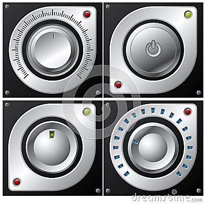 Volume, amplifier and button design Vector Illustration