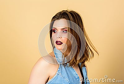 Volume beauty. hairdresser salon. beautiful woman with luxury hair. sexy woman with sensual look. sexuality. skincare Stock Photo