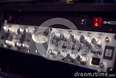 Electric guitar amplifier audio equipment with knobs Stock Photo