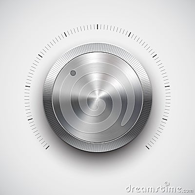 Volume button (knob) with metal texture (chrome) Vector Illustration