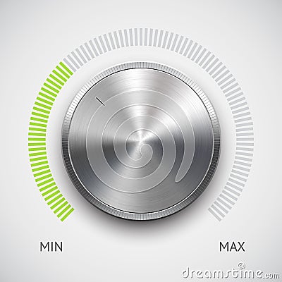 Volume button (knob) with metal texture (chrome) Vector Illustration