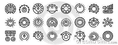 Volume control knobs icons set outline vector. Sound level Stock Photo