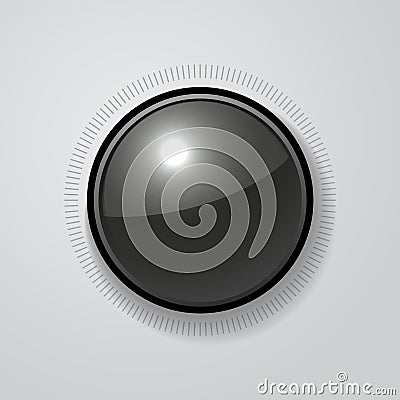 Volume Dial Black Glossy Button Vector Vector Illustration